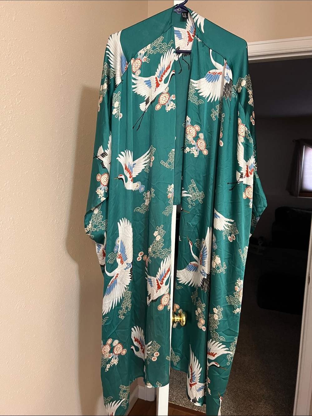 Forever 21 Kimono Green with Cranes
